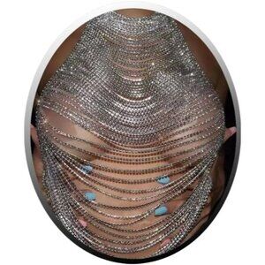 Women Silver  Rhinestone Body Chain Top  Sexy Bikini Bra Chain Body Jewelry